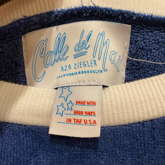 Vintage Calle del Mar blue terry Sweatshirt/ sweater size L - Picture 2 of 7